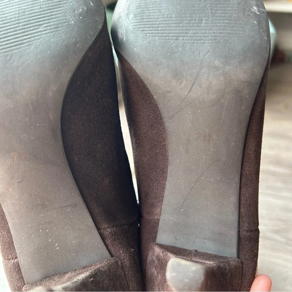 Arnold Churgin Handmade Brown Suede Slouch Knee High Tall Heeled Boots - Picture 9 of 14